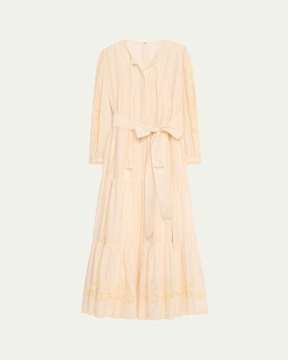 Shanice Tiered Floral-Embroidered Maxi Dress